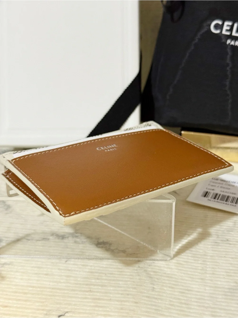Celine Triomphe Canvas & Leather Zipped Card Holder Wallet